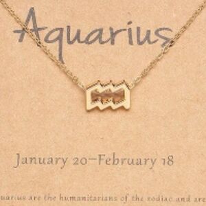 NWT, Aquarius Zodiac Sign Gold Charm Necklace